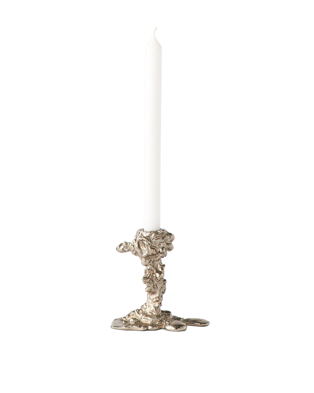 Drip candle holder silver small