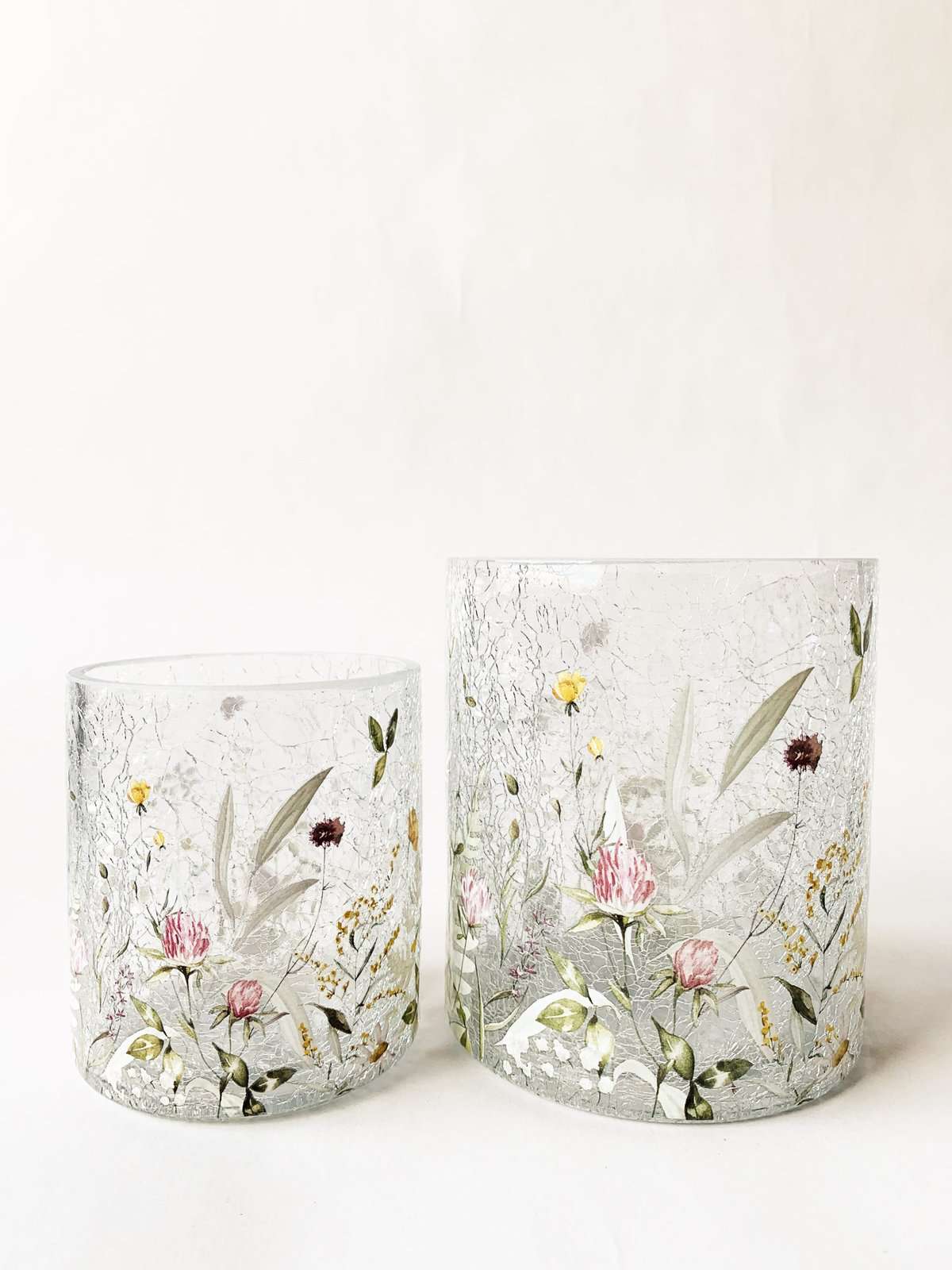 Lysglass blomstereng rosa/gul 11,5x13 cm