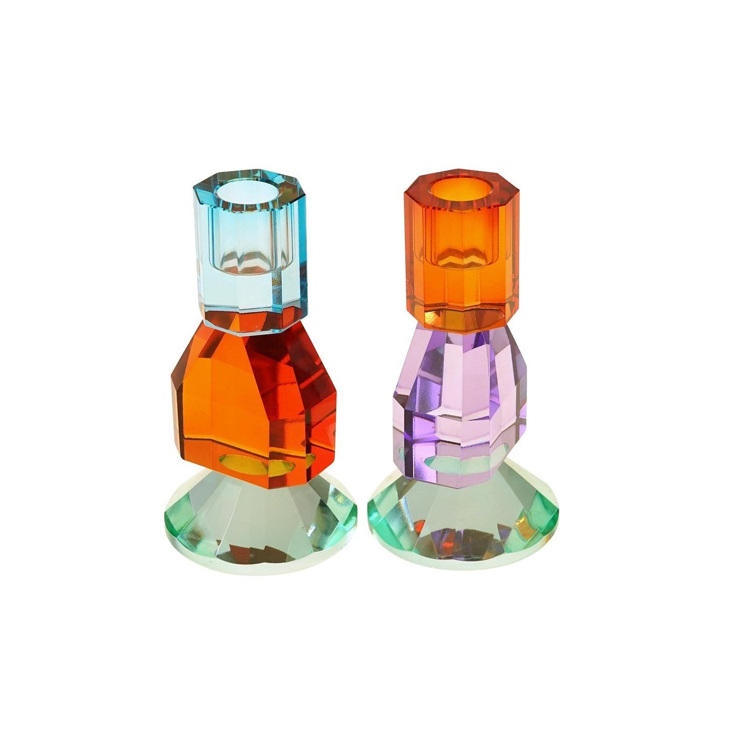 Lysestake glass grønn/lilla/oransje
