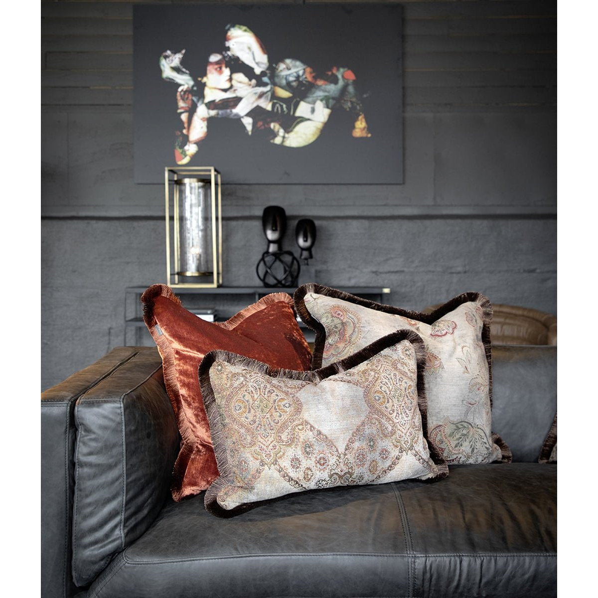 Garda Velvet Rosso fringe putetrekk 50x50 cm