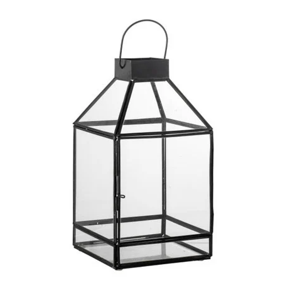 Sort lykt med glass