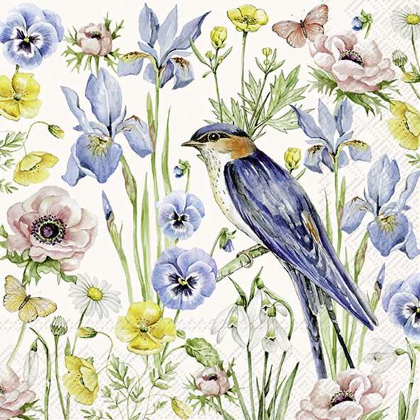 Serviett lunch Spring blooms cream
