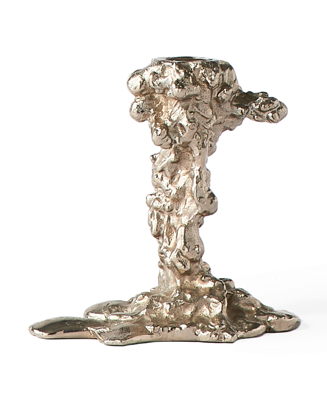 Drip candle holder silver small
