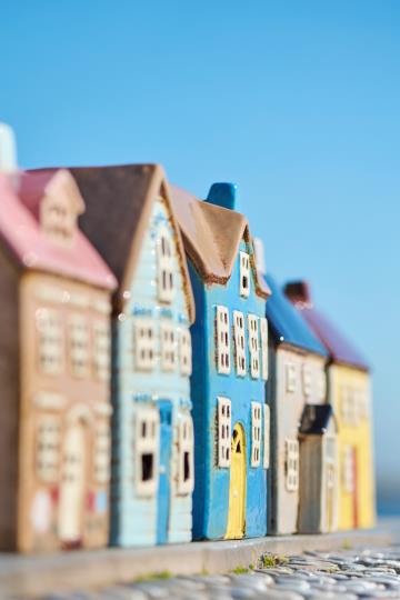 Lyshus Nyhavn blå gul dør