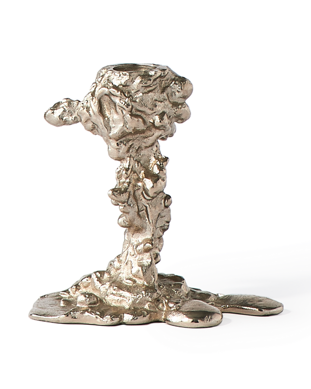 Drip candle holder silver small