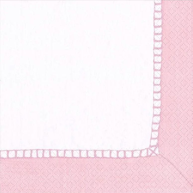 Serviett kaffe linen border petal pink