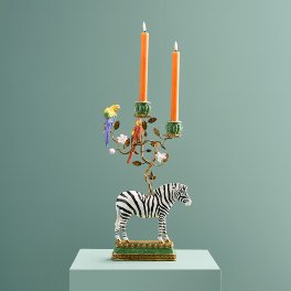 Zebra lysestake med papegøye