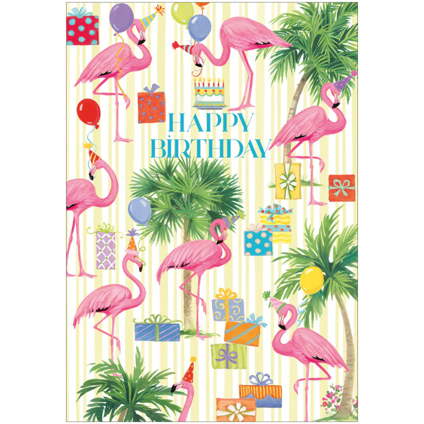 Kort m/konvolutt Flamingo birthday