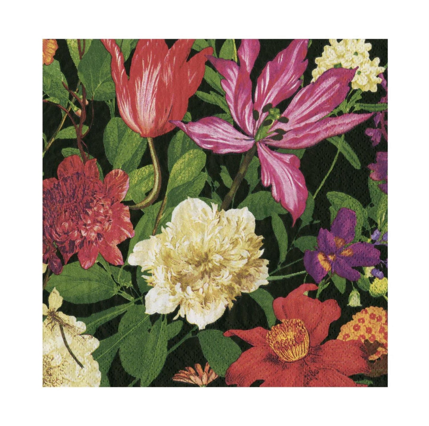 Serviett Lunch Dutch Floral Black