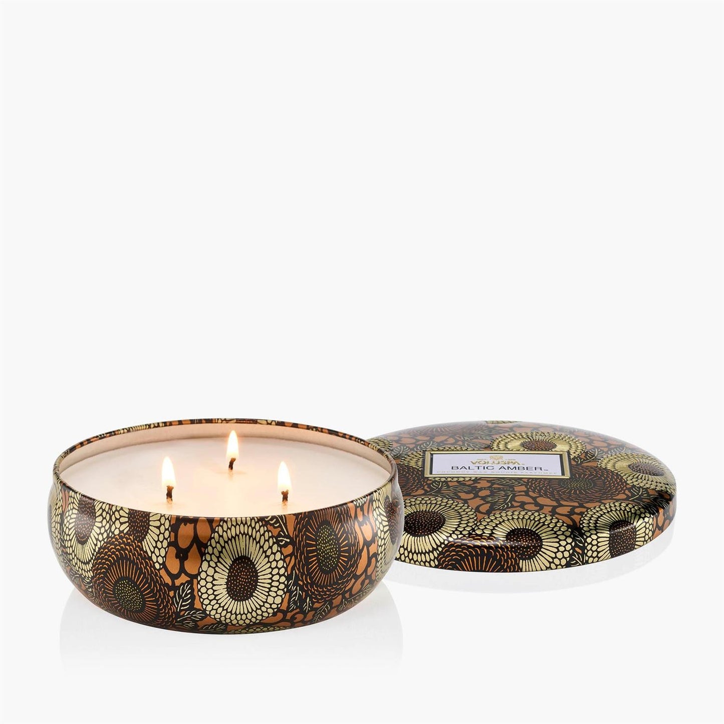 Baltic Amber 3 wick tin Candle 40 timer
