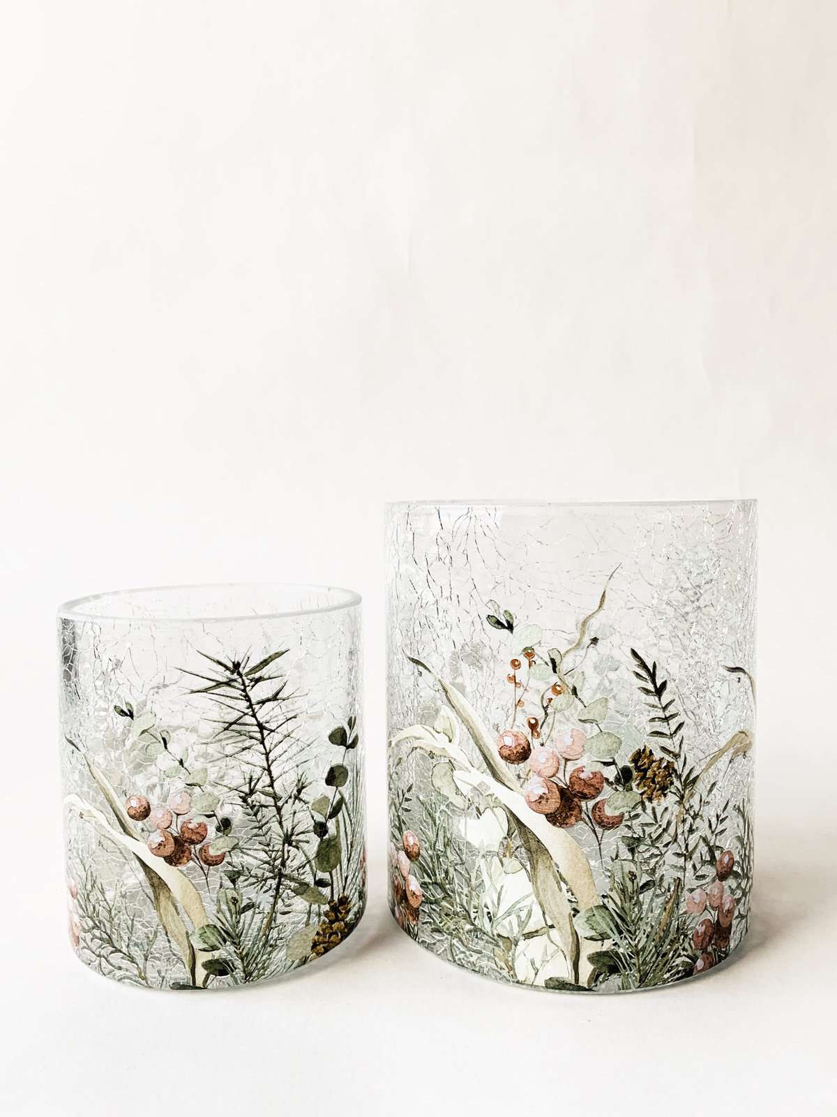 Lysglass bær/blader 11,5x13 cm