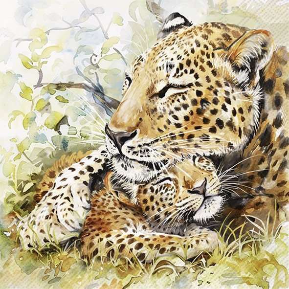 Serviett lunch Leopard family