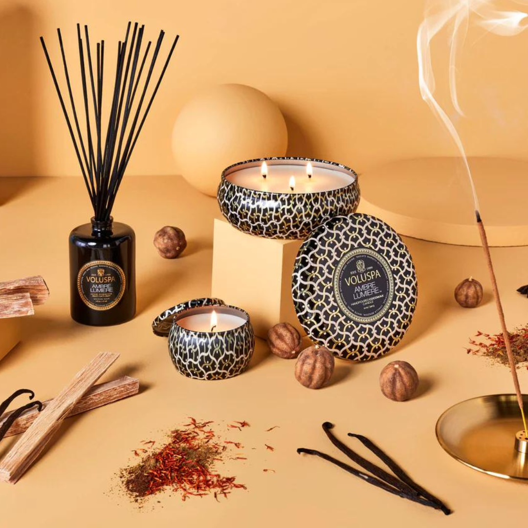 Ambre Lumiere 3 Wick Tin Candle 40 Timer
