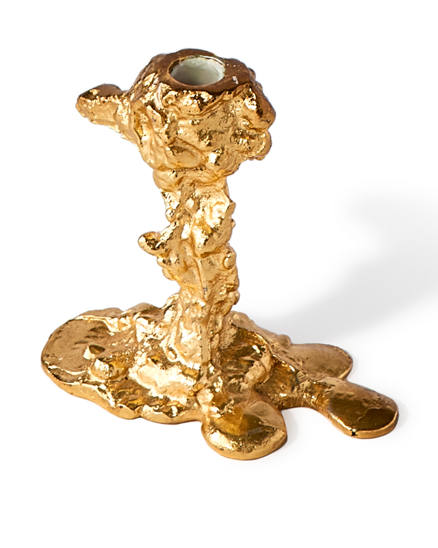 Drip candle holder gold small