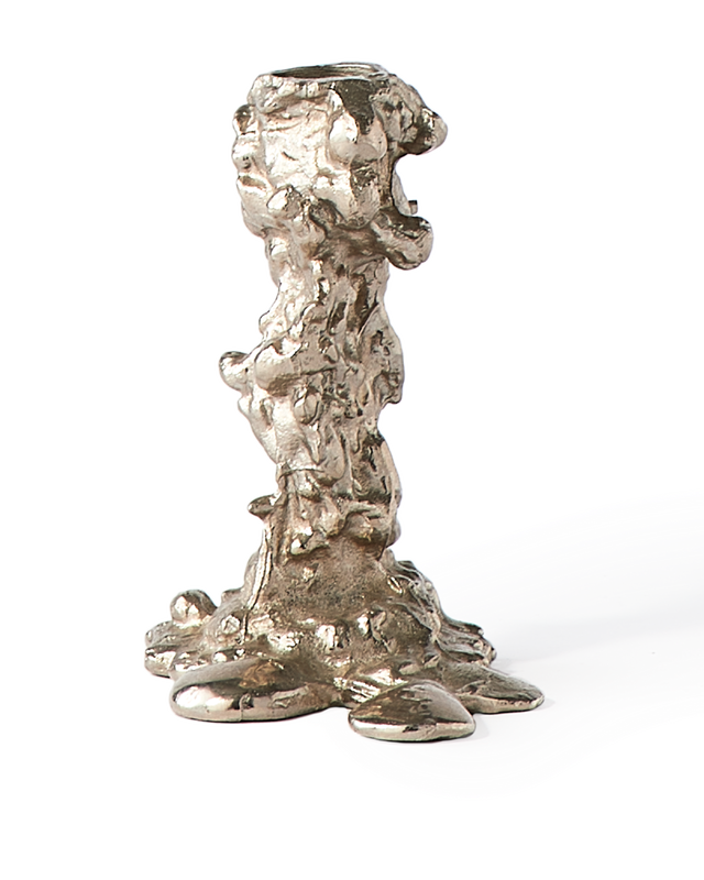 Drip candle holder silver small