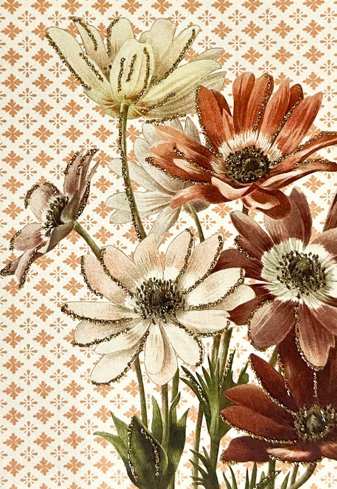 Glitterkort Høstblomstert