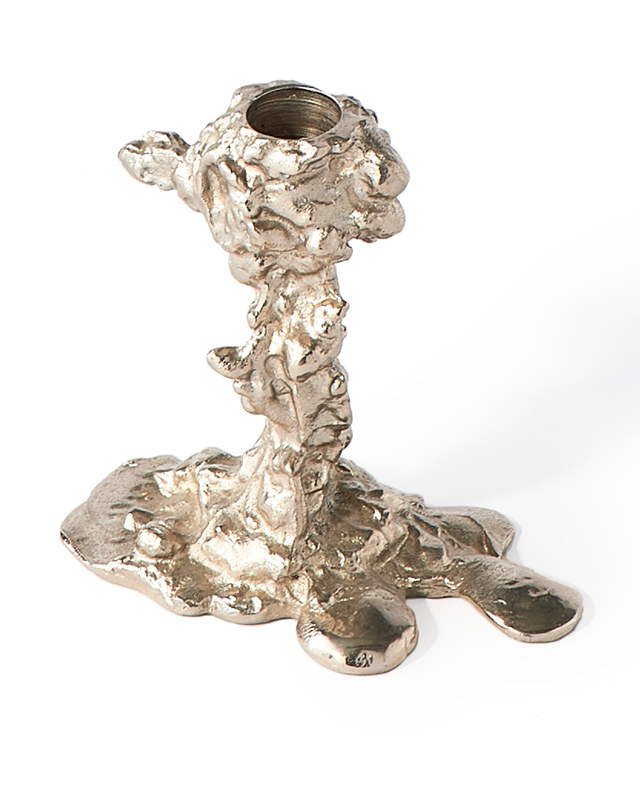 Drip candle holder silver small