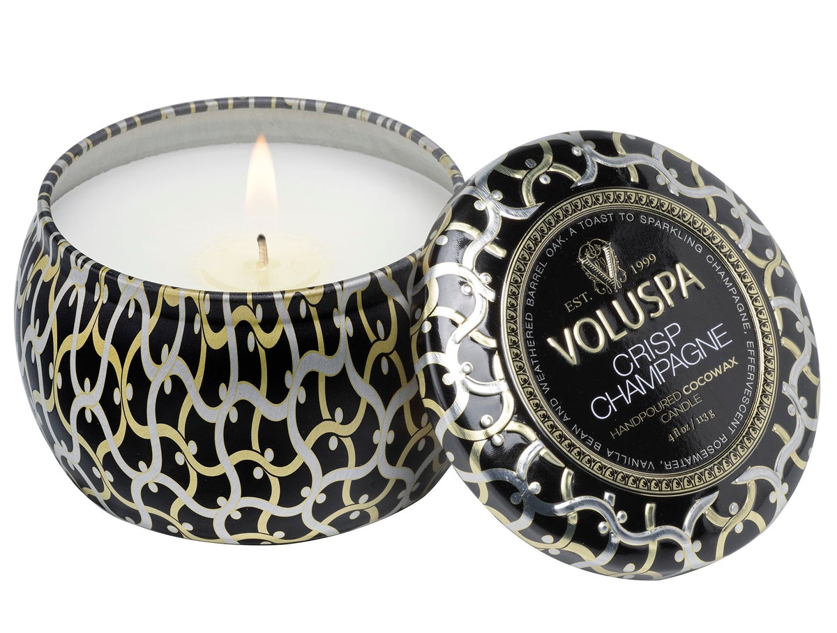 Crisp Champagne mini tin candle 25 timer