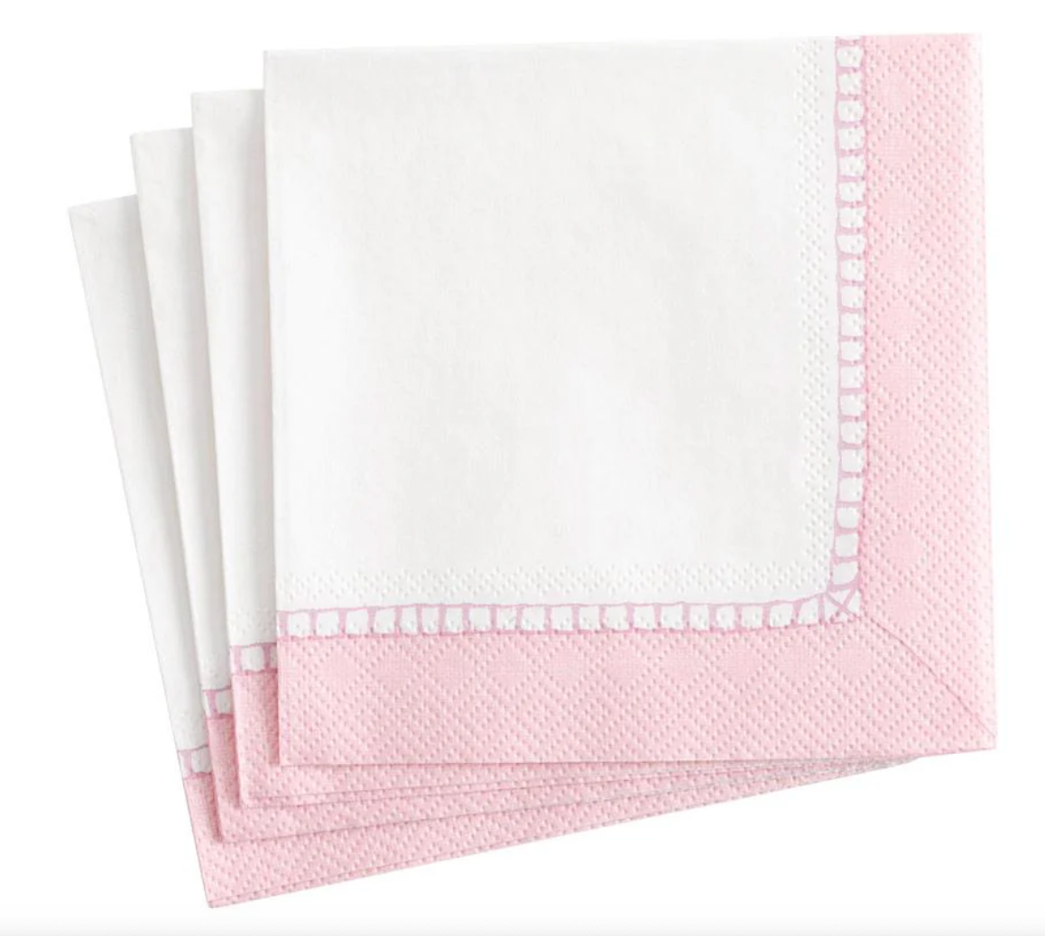 Serviett kaffe linen border petal pink