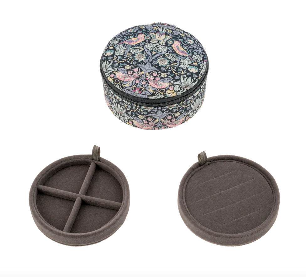 Jewelry box round Liberty Strawberry Thief Black