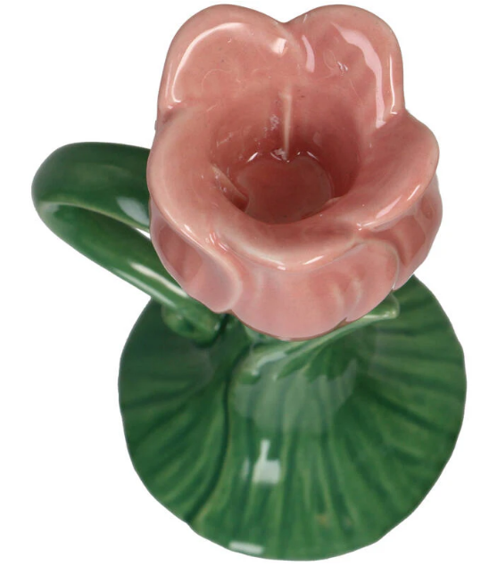 Lysestake med rosa tulipan