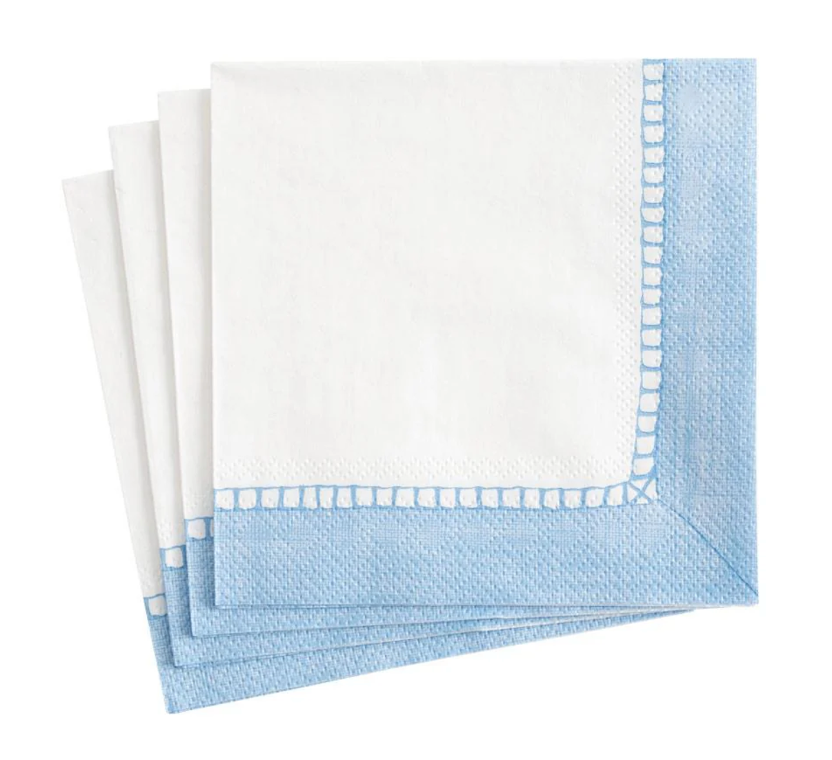 Serviett kaffe linen border light blue
