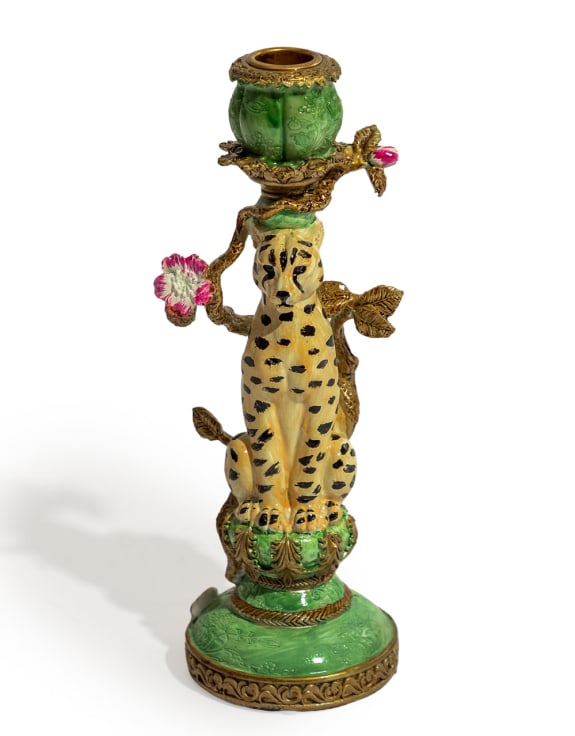 Antikk Leopard lysestake