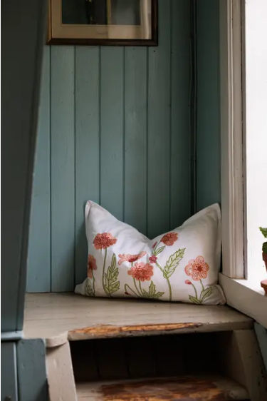Putetrekk m/blomsterbroderi 40x60 cm
