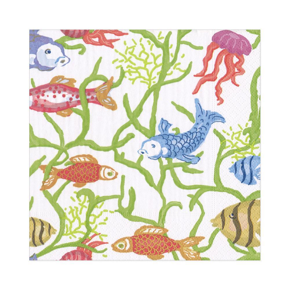 Serviett lunch tropical reef white