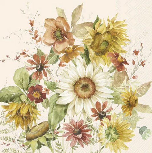 Serviett lunch late summer flowers cream