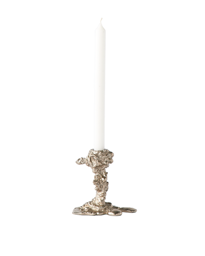 Drip candle holder silver small
