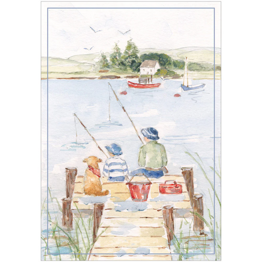 Kort m/konvolutt Father and child fishing