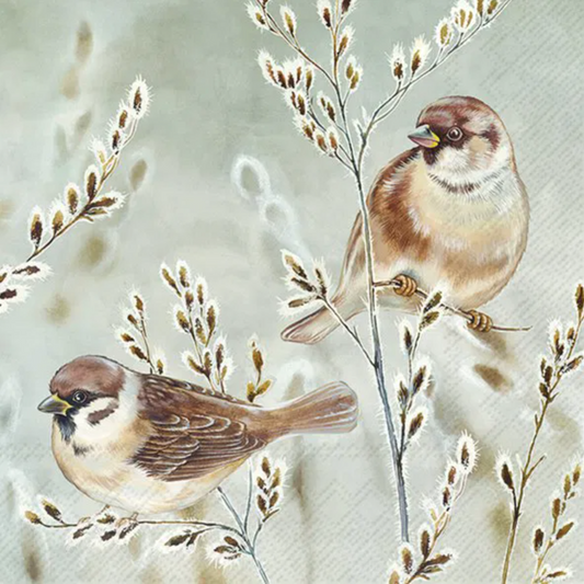 Serviett lunch winter melody blue grey