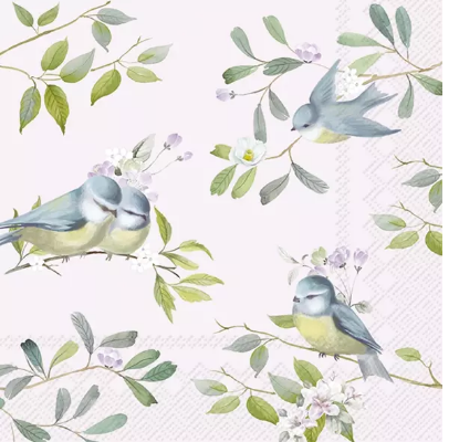 Serviett lunch Romantic Birds light rose