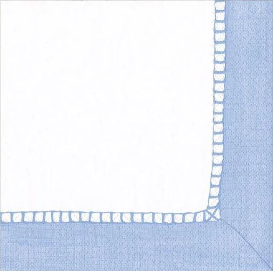 Serviett kaffe linen border light blue