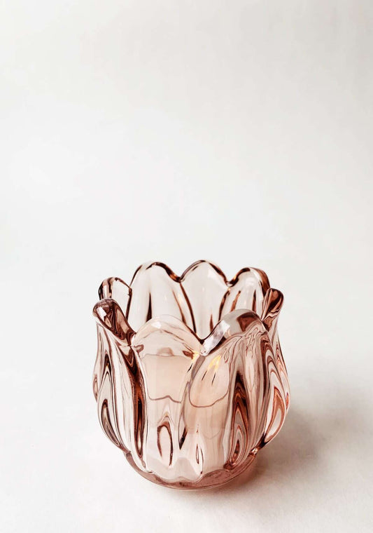 Telysholder tulipan rosa 7x7 cm
