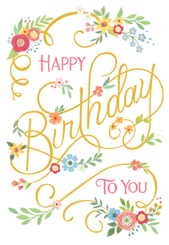 Kort m/konvolutt Happy Birthday