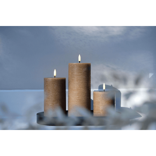 LED candle taupe 7,8x10cm