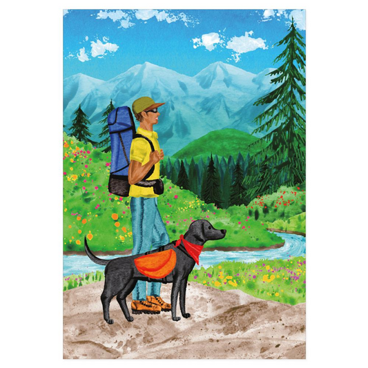 Kort m/konvolutt Hiking man