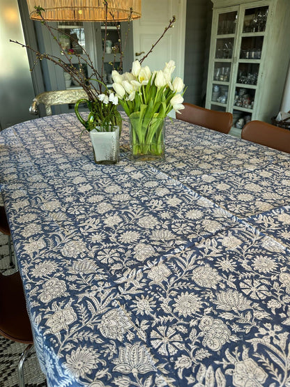 Duk blokktrykk 150x250cm Bluebell jeans