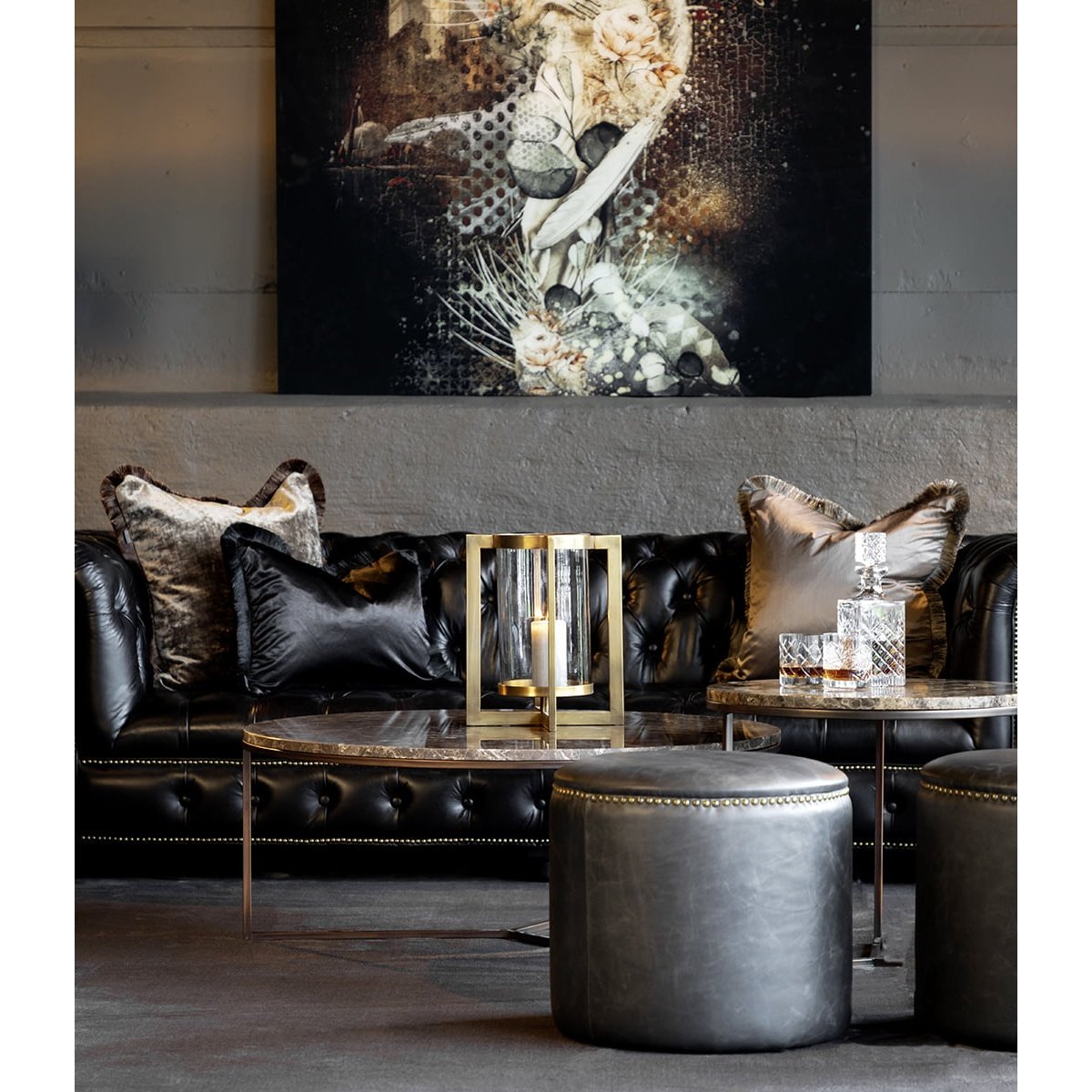 Putetrekk Dorsia sort frynser 50x50 cm