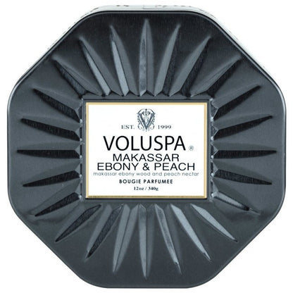 Makassar Ebony & Peach Octagon Tin Candle 40 Timer