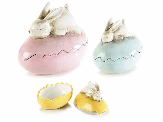 Gult egg med kanin H9 cm