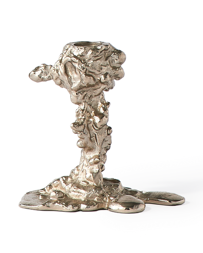Drip candle holder silver small