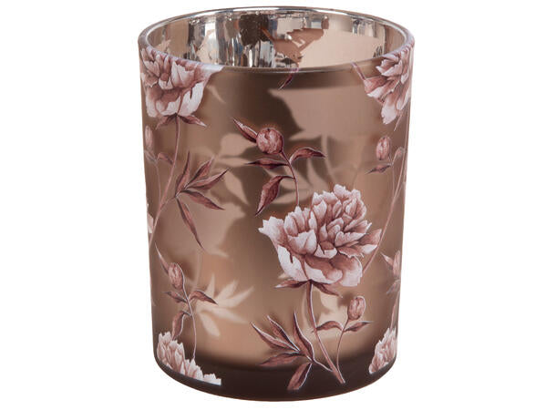 Lysglass peoner rosa/gråbrun 10x12,5cm