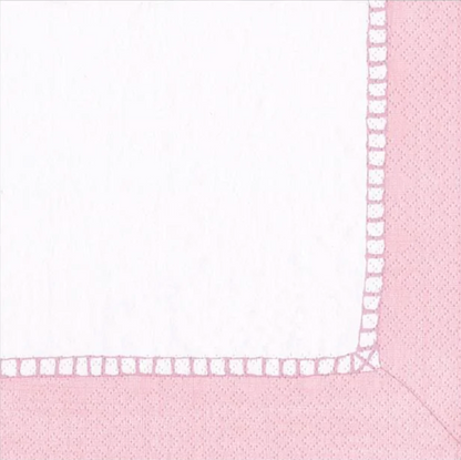 Serviett kaffe linen border petal pink