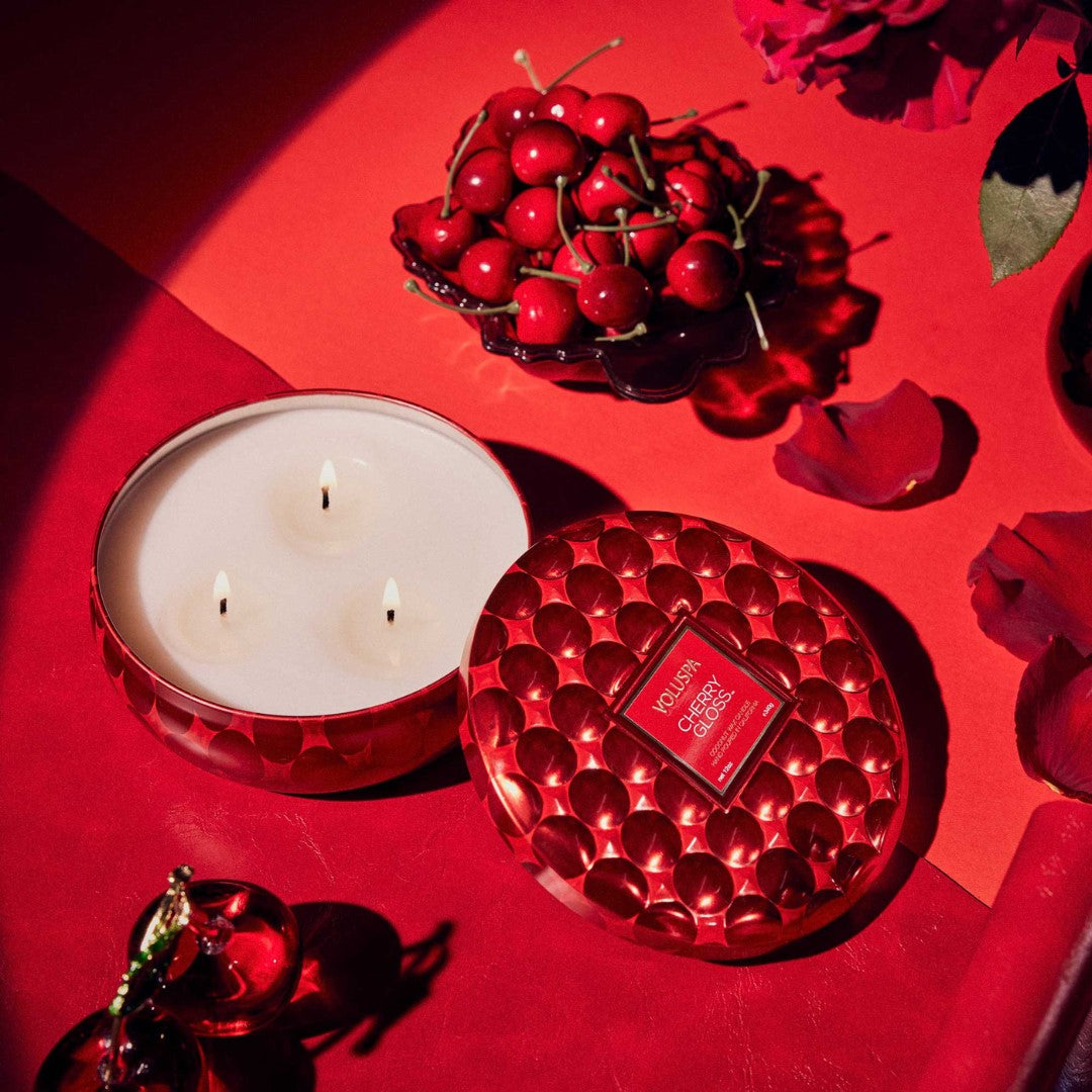 Cherry Gloss 3 Wick Tin Candle 40 Timer