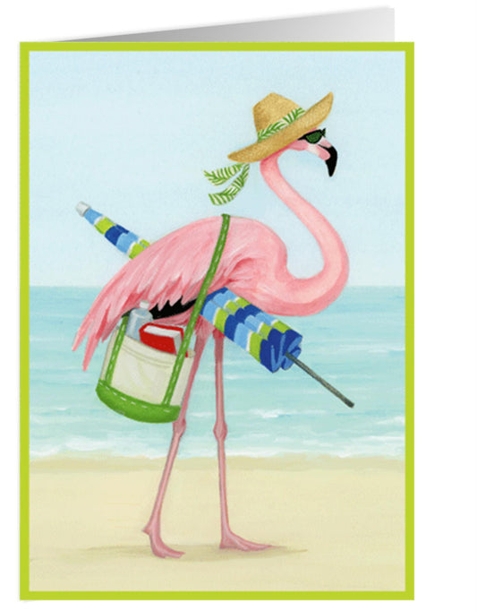 Kort m/konvolutt Beach mode flamingo