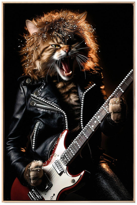 Lerretsbilde katt gitar 62x92 cm