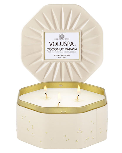 Coconut Papaya Octagon Tin Candle 40 Timer
